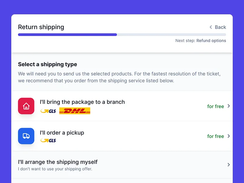 Hassle-free return shipping