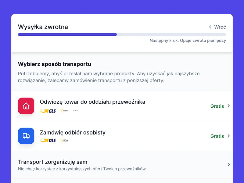 Bezproblemowa wysyłka zwrotna